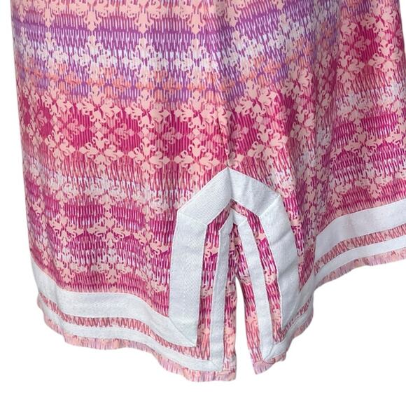 Cabana Life Shift Tunic Dress V-neck Sleeveless Pink White Geo Women’s Size 1X - Picture 11 of 14